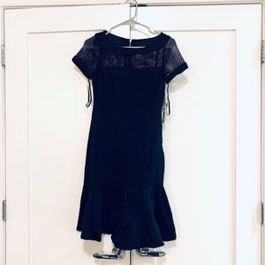 XOXO Black Mesh Peplum Flare Midi Dress